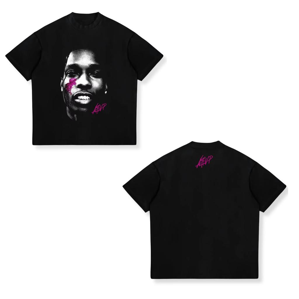 2026 New ASAP ROCKY Short-sleeved T-shirt HIP HOP High Street Men Women Gothic Tees A$AP Portrait T-shirt Hip Hop Streetwear Oversized Tshirt