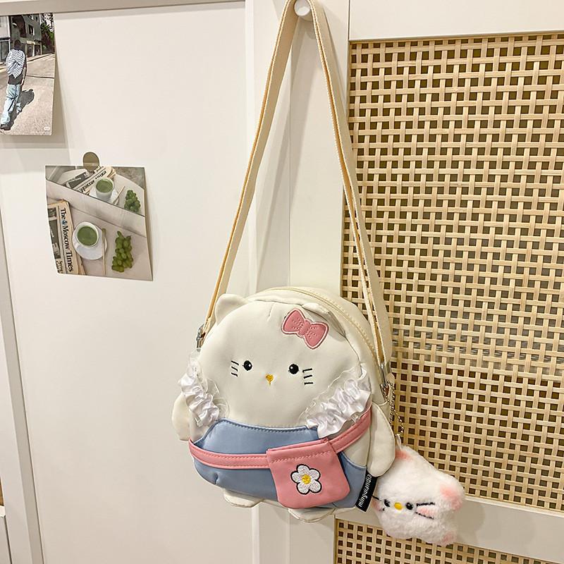 Kids Nylon Cat Backpack Colorful Options Casual Wear Light Load Reduction