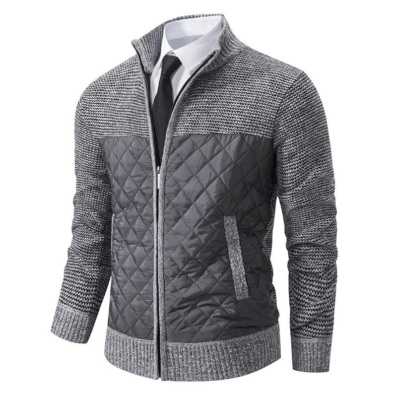 2026 new cotton thickened men's sweater jacket large size long sleeve zipper knitted jacket stand-up neck cardigan