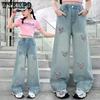 Girls' Jeans Spring and Autumn Children's Pants Women's Fashionable Wide Straight Leg Wide Leg Pants