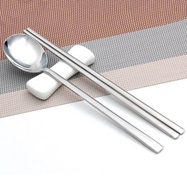 Simple Line Adult Cutlery Set, 4 Sets, Spoon + Chopsticks, Korean Popular Tableware