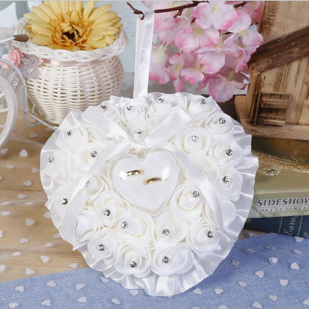 Romantic Wedding Ring Pillow Transparent Box Ring Holder Exquisite Heart Ring Pillow For Wedding