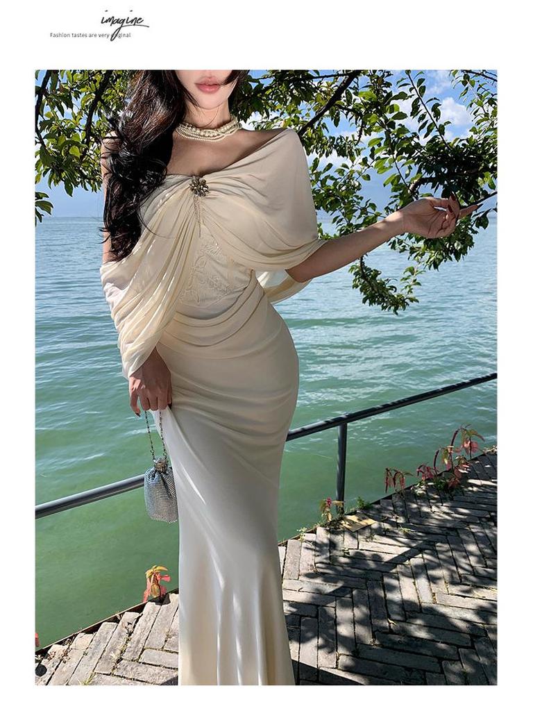 Elegant Autumn Evening Fishtail Dress - Sophisticated Style for Women