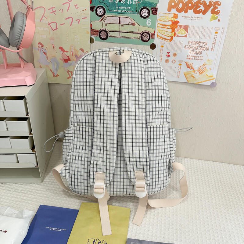 Студенческий школьный рюкзак Женский легкий водоотталкивающий клетчатый рюкзак Дорожный рюкзак