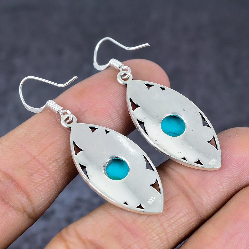 Серьги из натурального серебра 925 пробы с бирюзой Санта-Роза 1,97 дюйма z7L29