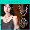 Elegant Korean Style Heart Shaped Titanium Steel Necklace With Crystal Pendant For Gifts