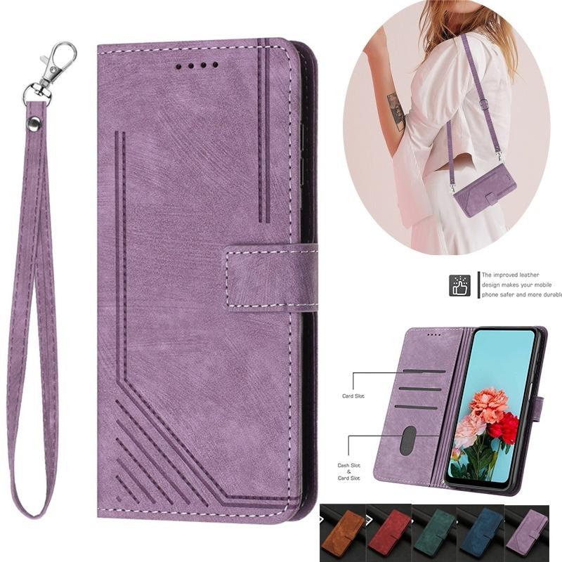 Casing For Tecno Camon 30 Premier Pova 6 Pro Neo Li9 CL9 4g 5g Leather Case Wallet Long Rope Flip Strap Crossbody Shoulder Card Slots Cover