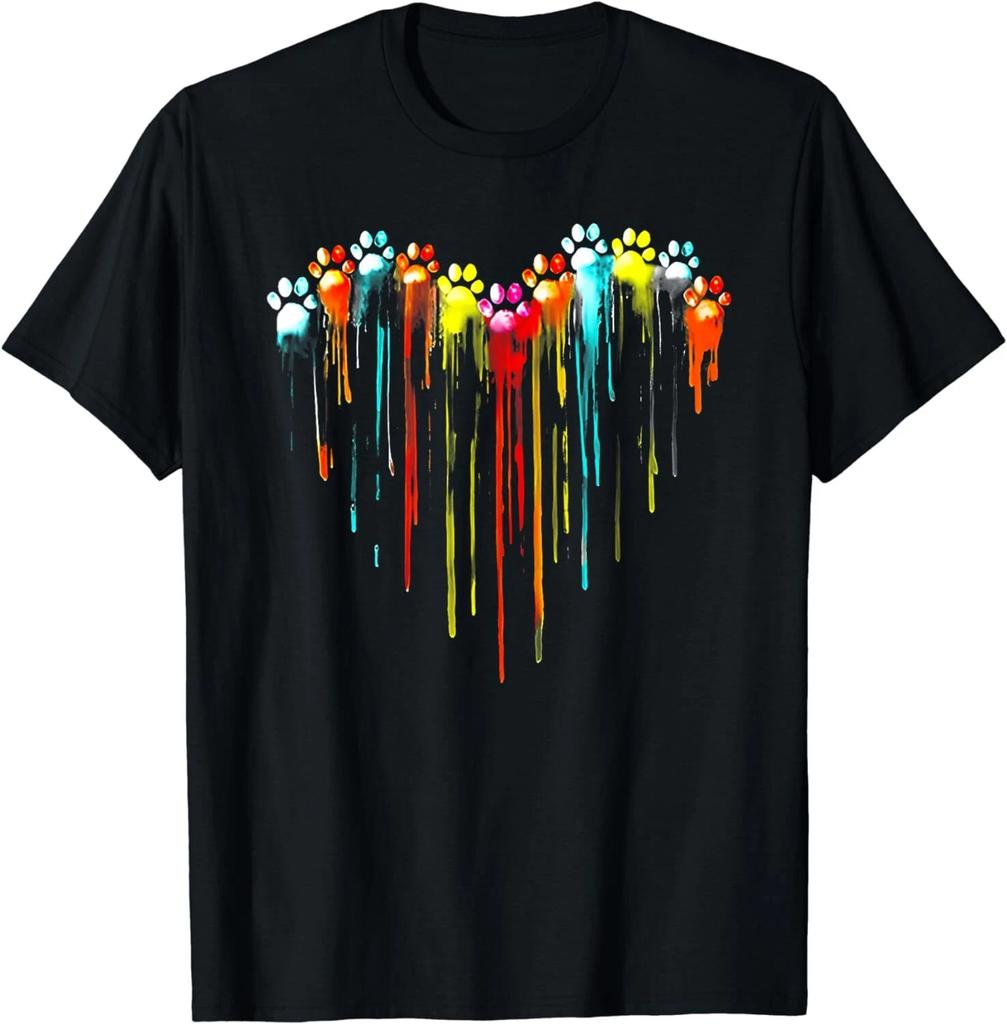 colorful dog paw heart print Unisex T-Shirt