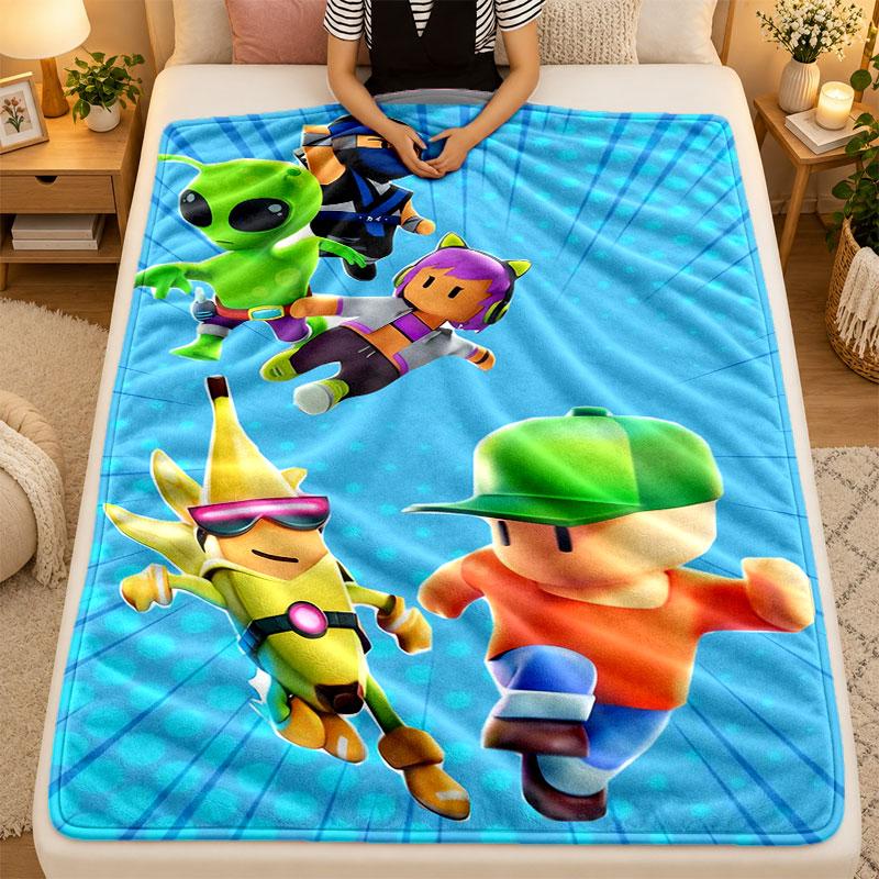 Flannel BlanketStumble Guys Warm Soft Throw Blanket for Indoor Sofa Bed Living Room Use