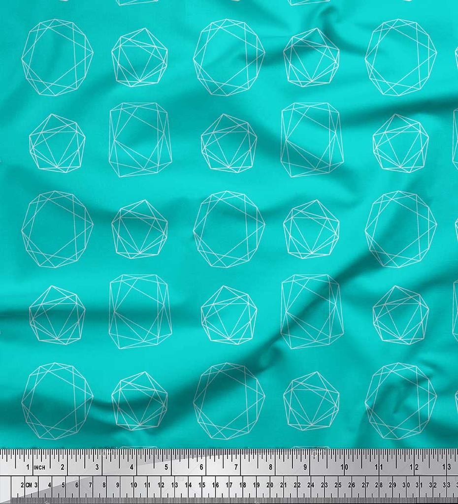 Soimoi Черная полиэфирная креповая ткань со священным геометрическим принтом на метр 42 дюйма