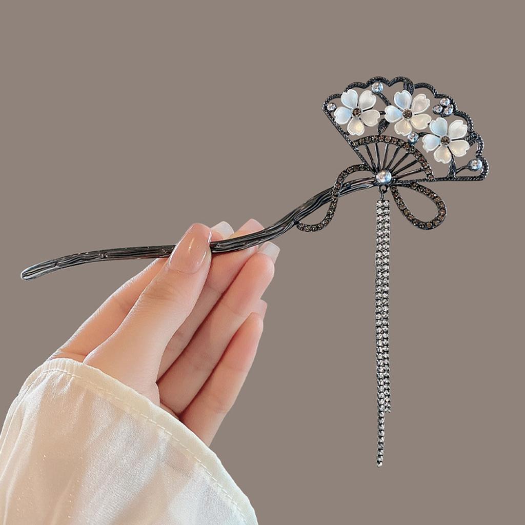 Elegant Chinese Style Hair Accessories Vintage Spring Flower Element Hairpins Light Luxury Tassel Hair Stick For Women Girls
