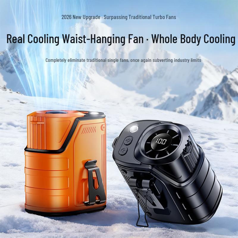 Kapusi2026 Portable Outdoor Waist Fan with USB Charging & Long Battery Life