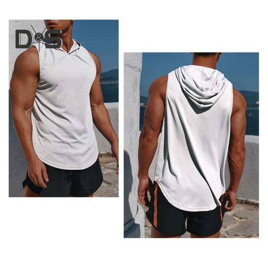 Мужской спортивный жилет, тонкий, свободный, с капюшоном, быстросохнущий, однотонный, легкий, эластичный, для баскетбола, бега, спортзала, тренировок