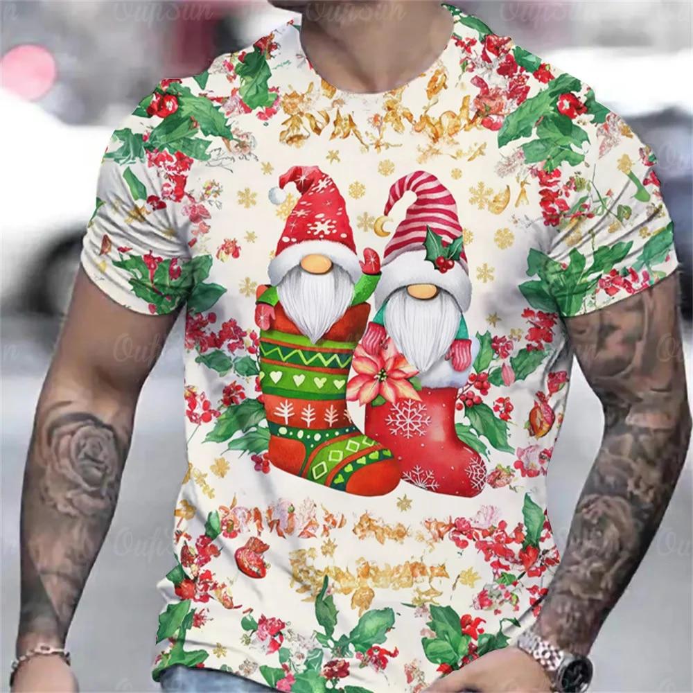 Hot Sell Christmas T-Shirt For Men 3d Snowman Printed Men'S Clothing Street Designer Short Sleeve Tshirts Daily Casual Tops Tees