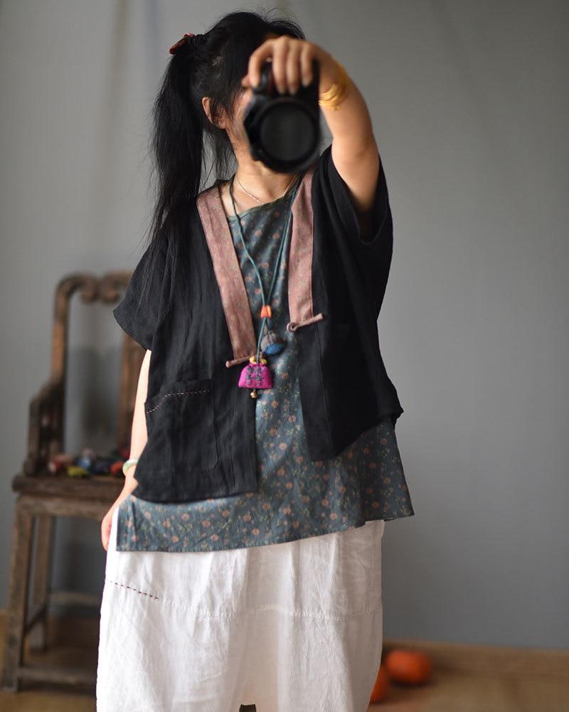 Johnature Весна-Осень с v-образным вырезом в стиле пэчворк на одной пуговице, хлопковый льняной кардиган, винтажные жилеты, свободные женские пальто