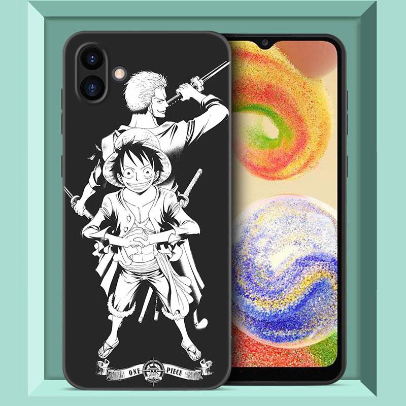 Anime One Piece Luffy Black Silicone Phone Case For Samsung Galaxy A01 A03 Core A04 E A02 A05 A10 A20 A21 A30 A50 S A6 A8 + A7