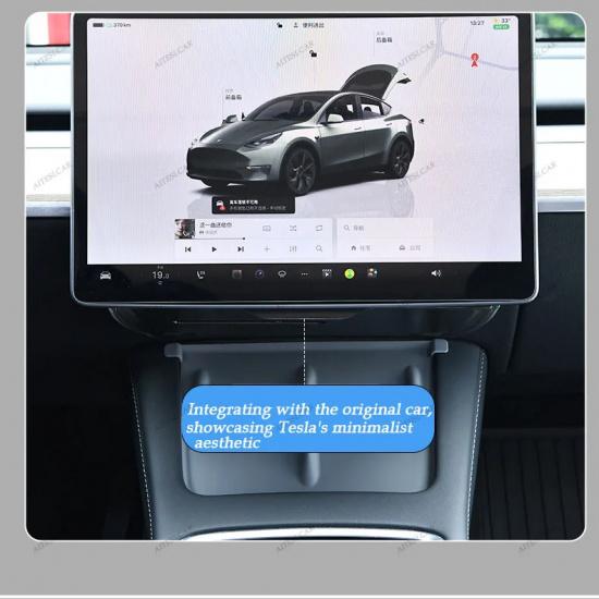 For Tesla Model 3 Y Highland Juniper 2016-2025 Hidden Screen Storage Magnetic Opening And Closing Hidden Large Space Storage Box
