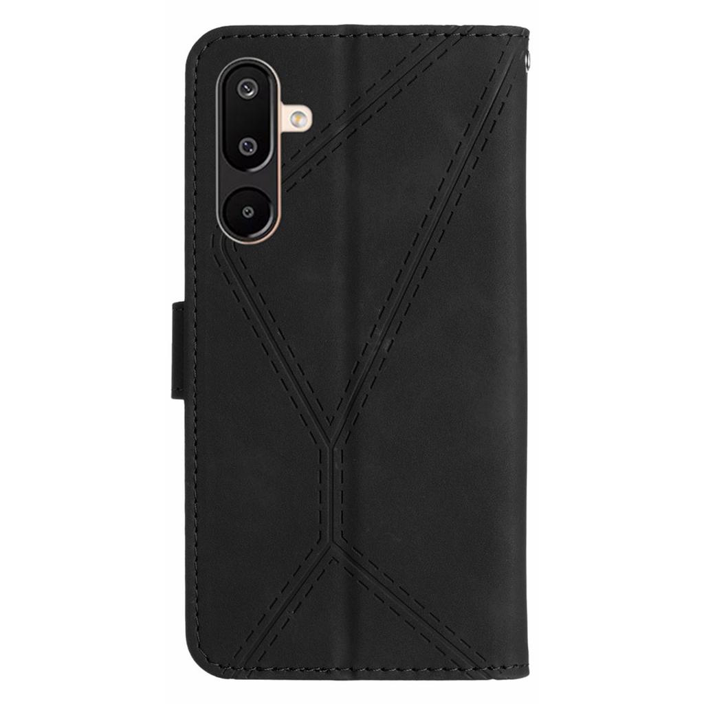 For Samsung Galaxy M16 5G/F16 5G Case Skin Touch Lines Imprinted PU Leather Flip Phone Cover