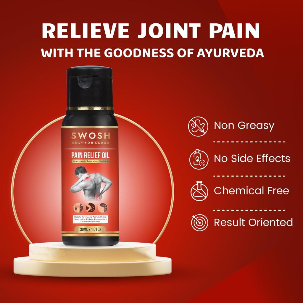 Масло для снятия боли в теле (30 мл), Pain Relief Oil, Swosh