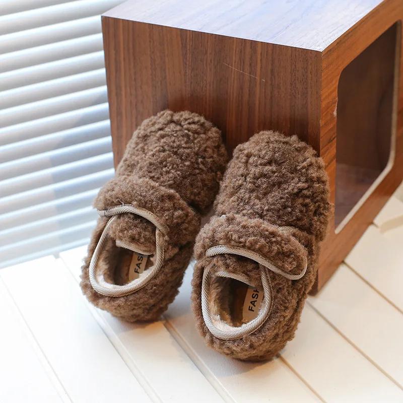 2024 Ins Keep Warm меховые туфли для девочек зимние новые модные корейские туфли с мягкой подошвой, нескользящие, универсальные, принцесса, повседневные туфли на плоской подошве