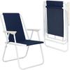 Chaise Pliante De Camping De Plage SPRINGOS - Bleu Foncé - Acier Thermolaqué - Polyester - 52x59x80 Cm