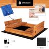 Песочница - SPRINGOS - 150 x 150 см - Пропитанная древесина - Складные скамейки - Защитная крышка