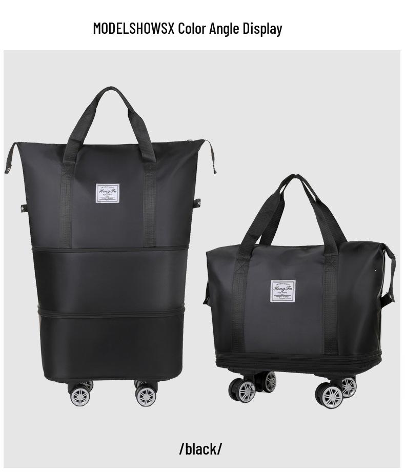 Expandable Wet/Dry Separation Luggage Bag with Universal Wheels - Large Capacity & Splash-Proof for Business Trips & Fitness Travel