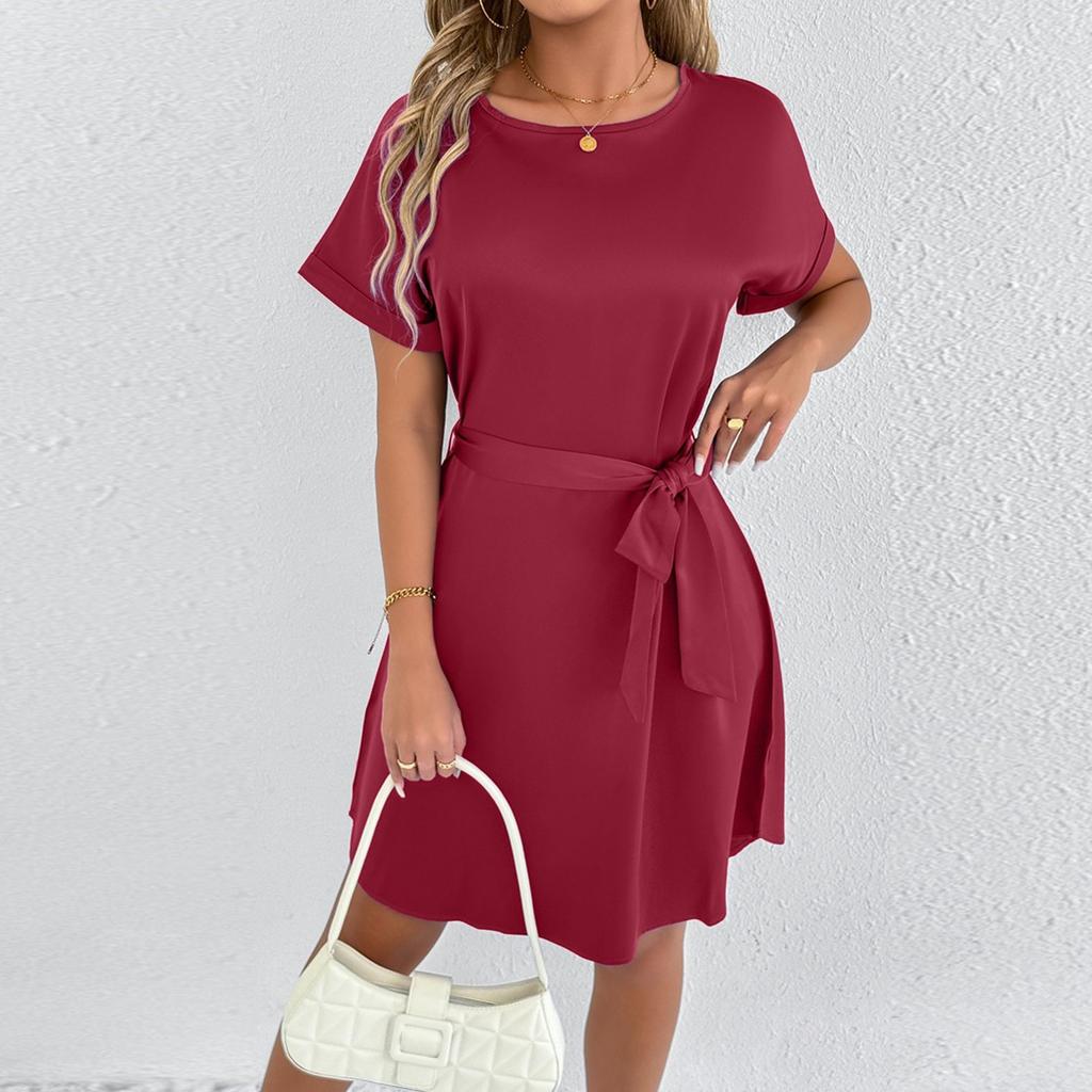 Short Sleeve Boho Dress For Women Casual Loose Fit Summer Sundress Floral Print Dress With Pockets