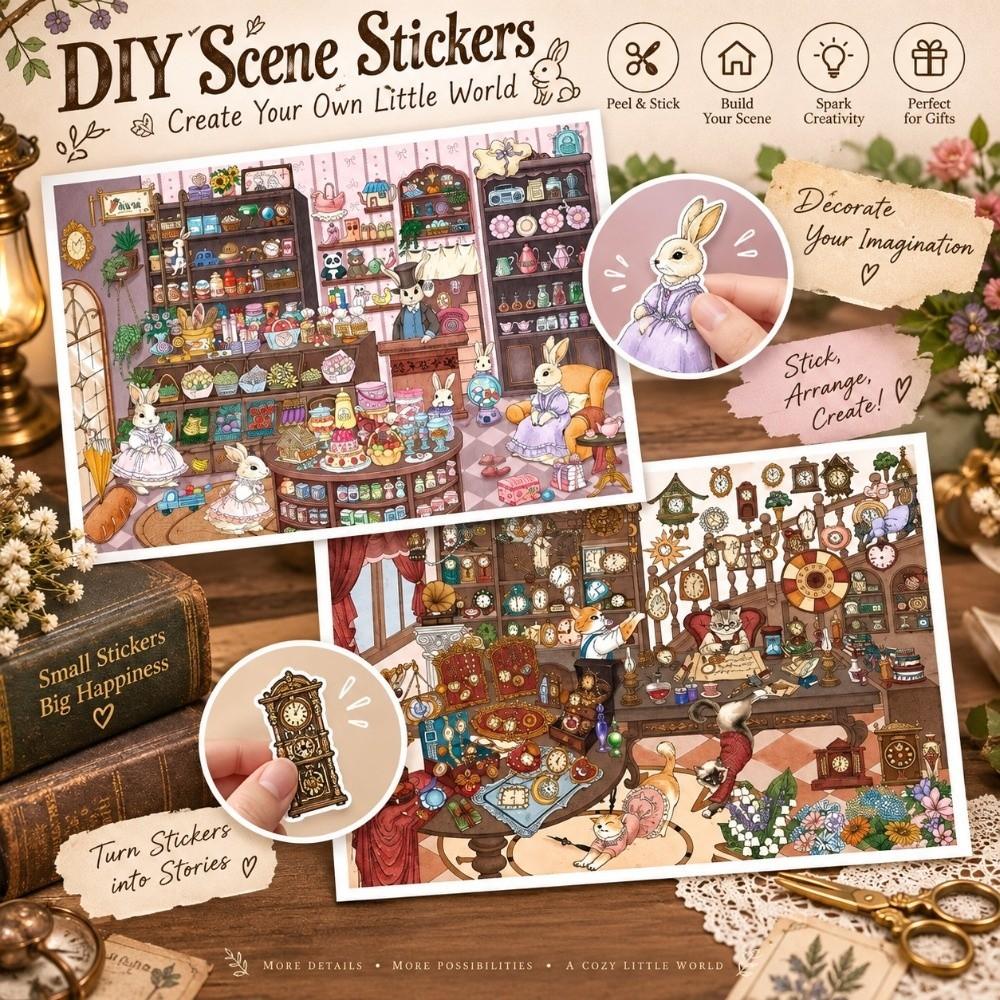 1 Set 2.5D Layered Scene Sticker Peel And Stick Stress Relief Craft Toy Scrapbooking Journaling