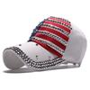 New European and American trendy American flag with diamonds, baseball washed summer men's and women's outdoor caps are versatile