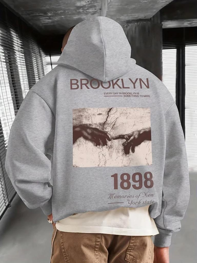 Мужская ретро-толстовка Brooklyn 1898 Модная ретро-толстовка Повседневный уличный стиль Осень_Зима Толстовка толстовка худи толстовки