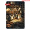 Металлическая 2D табличка с кошкой, читающей книгу, 8x12 дюймов, винтажное настенное искусство, забавный подарок для любителя кошек, декор для гостиной, спальни, кабинета