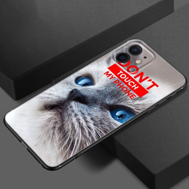 Чехол для телефона с забавным котом и собакой для Apple iPhone 13 12 Mini 11 Pro XS Max X XR 8 7 6S 6 Plus SE 2020 5S 5, мягкий черный чехол из ТПУ