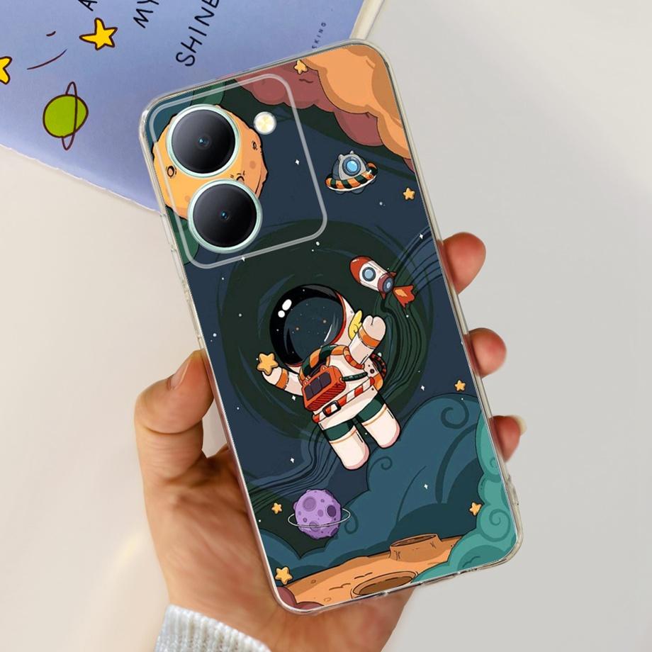 Чехол для Vivo Y78 Vivo Y78 Plus 5G Мягкий ТПУ Силиконовый Capa Coque Для Vivo V29 Lite V2244 Задняя Крышка Милый Кот Мультяшный Девичий Etui