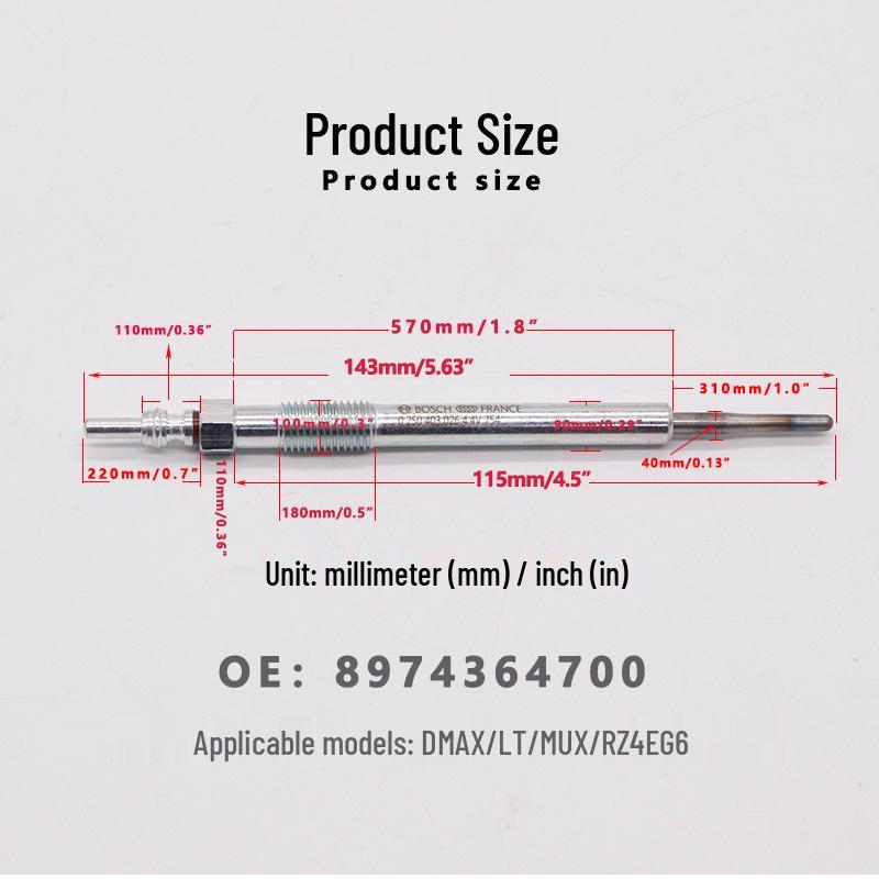 Свеча накаливания для Jiangxi Isuzu DMAX & Ruimai MUX (модель: 8974364700, Национальный VI)