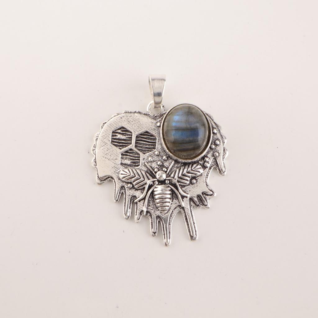 Natural Labradorite Gemstone 925 Sterling Silver Handmade Jewelry Pendant 1.49" CP-28-29