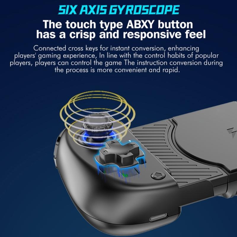 Растягивающийся беспроводной геймпад с поддержкой зарядки Hall Effect Joystick Bluetooth-совместимый геймпад для телефона с охлаждающим вентилятором