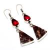 Cappuccino Jasper Pink Rubillite Gemstone Gift Jewelry Earring 2.27"