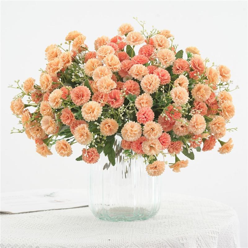 20 Heads Carnation Bouquet Artificial Flowers Bride Wedding Home Decoration Fake Flowers Faux
