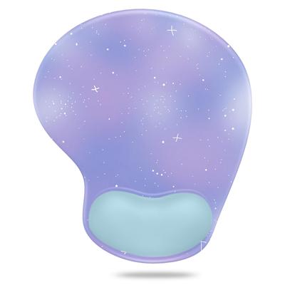 Коврик для мыши Soqool Starry Sky Purple с интегрированным эффектом памяти на запястье, эргономичный, прочный, подставка для запястья, подставка, противоскользящий, моющийся,