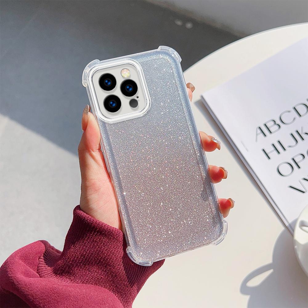 Роскошный блестящий ударопрочный прозрачный мягкий чехол для iPhone 16 13 15 Pro Max Samsung S25 S23 Ultra A35 A54 Redmi Note12 Pro Bumper Cases Cover