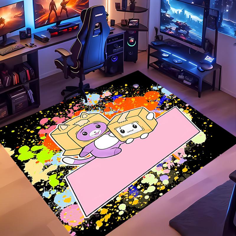 1pc Lankybox Foxy and Rocky2 Entrance Mat, Non-Slip Mat Area Rug,Room Decor, Outdoor Decor, Kitchen Rug,Doormat - Machine Washable, Easy to Clean