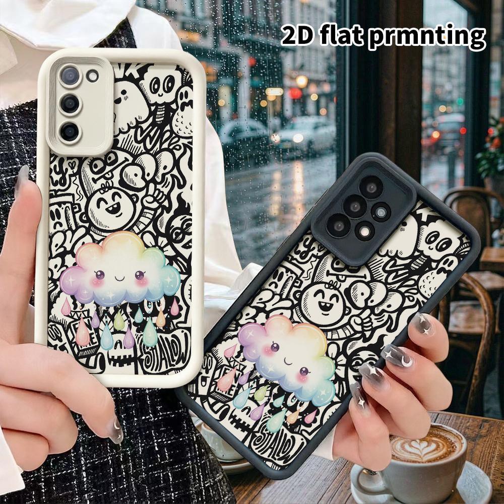 Phone Case: 2D Flat Samsung Galaxy A34 A35 M05 M06 S20 S22 S21 FE Plus 5G Protective Case, Rainbow Clouds, Christmas and Halloween Gift