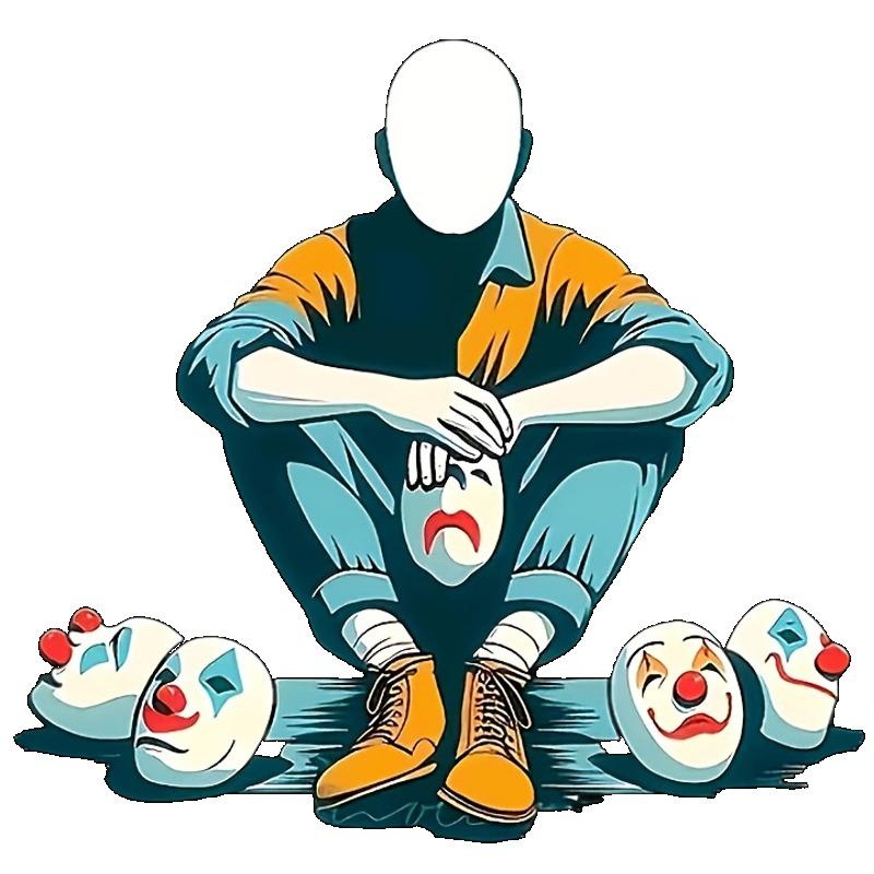 Men's Loose Fit T-Shirt Black Clown Face Graphic Print Casual Streetwear Fashion Top For Everyday Wear