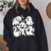 Женские весенне-осенние повседневные спортивные худи свободного кроя с капюшоном, длинным рукавом и большим карманом, с принтом привидения на Хэллоуин, пуловер, толстовка, топ