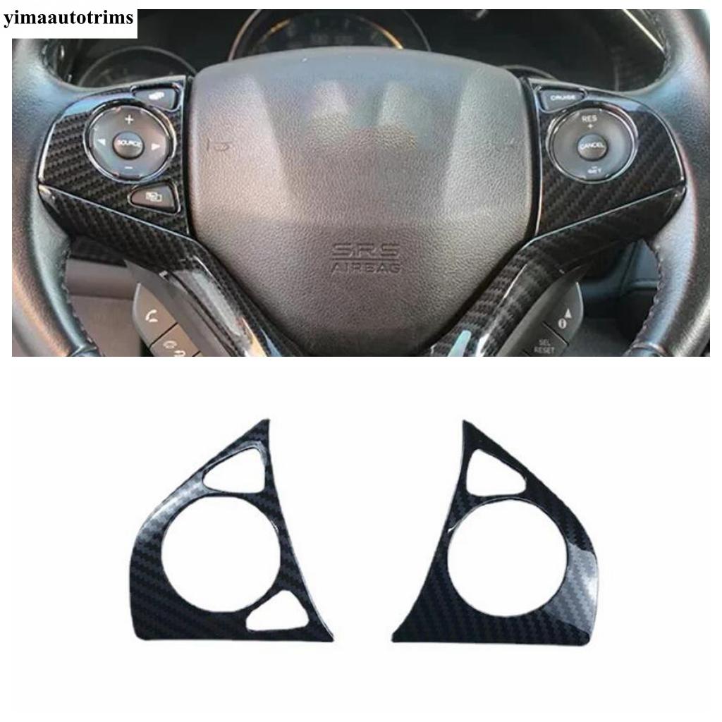 For Honda Vezel HR-V 2014 - ABS Carbon Fiber Car Steering Wheel Button Frame Decoration Cover Trim Accessories Interior