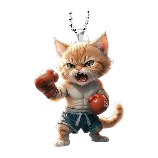 Акриловый кулон в виде кота-боксера с ремешком, легко подвешивается, зеркало заднего вида в форме кота-боксера