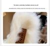 Autumn/Winter 2025 Women's Chunky Heel Furry Cotton Slippers - Mid-High Rabbit Fur Mule Shoes