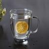 Стеклянная стеклянная кружка, чашка для чая с крышкой, чашка, стеклянная с ручкой, двойная структура, 430 мл, термостойкая
