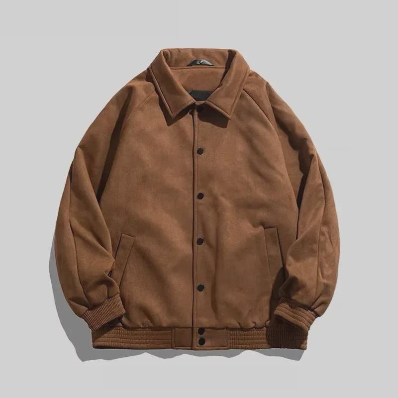 Мужская бейсбольная куртка из замши в стиле ретро — повседневная, универсальная, весенняя мода для пар и мальчиков